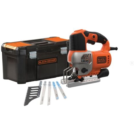 BLACK & DECKER Kabelgebundene Pendelstichsäge 650 WATT – BLACK+DECKER – 5 ZUBEHÖR + WERKZEUGKASTEN – BES610KA5-QS
