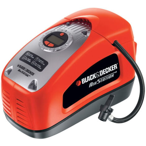 BLACK & DECKER Kabelgebundener Inflator-Kompressor - 11 Bar - 160 PSI - 220 V oder 12V-Zigarettenanzünder - Wird mit 1 Nadel und 2 Spitzen geliefert (ASI300-QS)