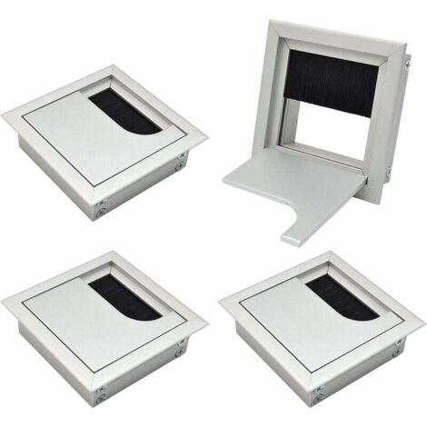 Kabelkanal Quadratdraht 80x80mm zur Versenkung am Bürotisch Kabel-Organizer für Möbel Silber eloxiertes Aluminium Kabeldurchlass Kabelabdeckung 4er Set