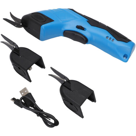 Kabellose elektrische Schere, 4,2 V elektrische Stoffnähschere, Nähschere, 3 scharfe Klingen (1 Schere mit Wolframkarbidspitze + 2 Scheren mit blauer Legierungsspitze)