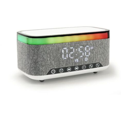 Kabellose Ladelampe, multifunktionales RGB-Nachtlicht, kabellose Ladestation, Bluetooth-Lautsprecher, digitaler Wecker