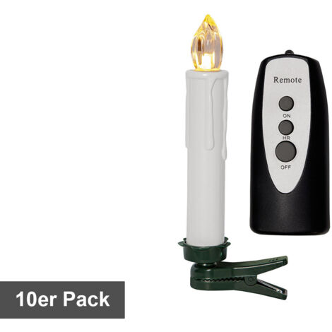 Kabellose LED Baumkerzen ,John' mit Fernbedienung, 10 Stück, Batteriebetrieb, Timer, weiß, H 13cm