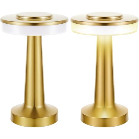 Kabellose LED-Schreibtischlampe in Champagnergold, 12,5 x 12,5 x 20,5 cm, 2-teilig, 2 W, 3-Ton-Licht, tragbare kabellose Lampe mit Berührungssensor