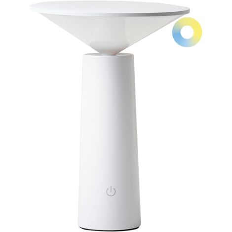 Kabellose LED Tischlampe LEVIRA mit Dimmer Metall Weiß