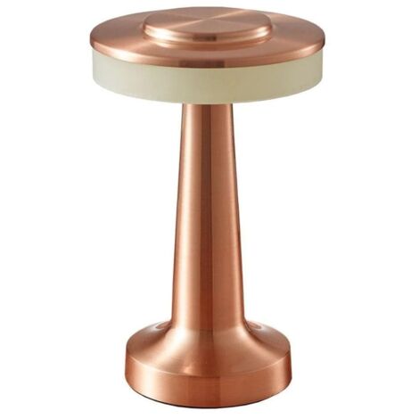 Kabellose LED-Tischlampe, Rotbronze, 12,5 x 12,5 x 20,5 cm, 1 Stück, 2 W, 3-Ton-Licht, tragbare kabellose Lampe mit Berührungssensor