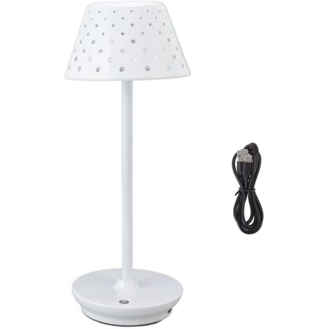 Kabellose LED-Tischleuchte im schlichten Retro-Design mit Touch-Funktion und stufenloser Dimmfunktion für Schlafzimmer, Bars und Restaurants – Weiß