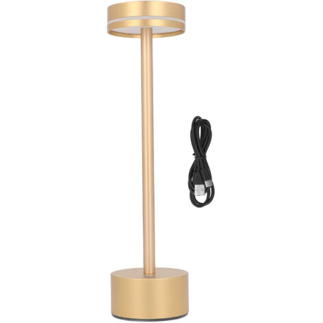 Kabellose Schreibtischlampe, 3 Farben, dimmbar, wiederaufladbare LED mit Touch-Steuerung für Zuhause, Schlafzimmer, Büro, Gold
