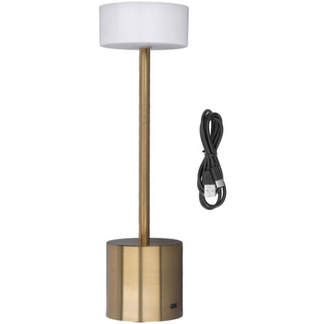 Kabellose Schreibtischlampe mit Berührungssensor, 3 Beleuchtungsmodi und stufenloser Dimmfunktion, 2000-mAh-USB-Akku, goldfarben, für Schlafzimmer und Büro