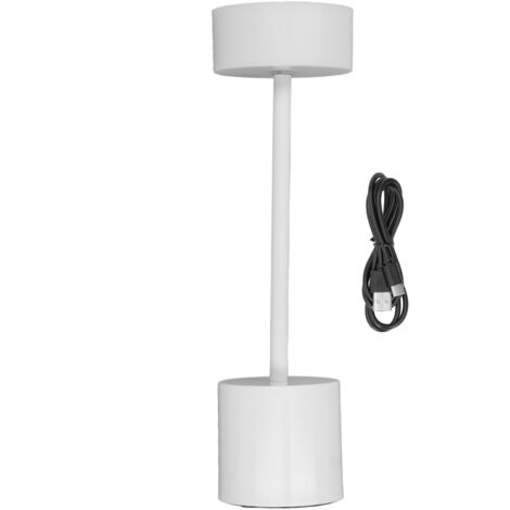 Kabellose Schreibtischlampe mit Berührungssensor, 3 Beleuchtungsmodi und stufenloser Dimmfunktion, 2000-mAh-USB-Akku (wiederaufladbar), weiß, für Schlafzimmer und Büro