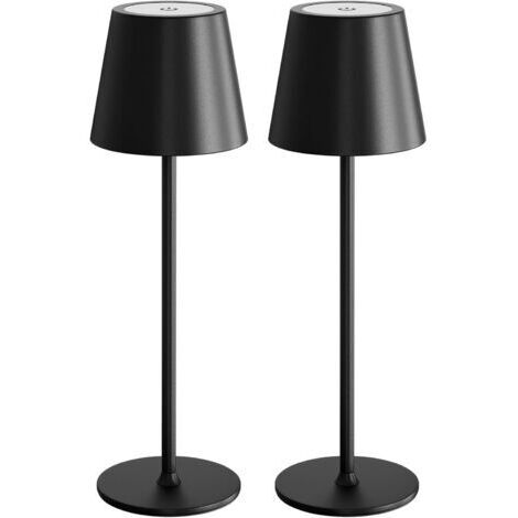 Kabellose Schreibtischlampe – Wiederaufladbar, Touch-Bedienung, drei Helligkeitsstufen, ideal für Schlafzimmer und Küche – 2er-Pack, Schwarz