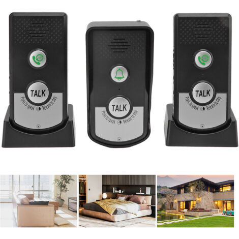 Kabellose Türsprechanlage mit 1000 m Reichweite, USB-Ladefunktion, robustem ABS-Gehäuse, geeignet für Villen und Anwesen, Schutzart IP54, mit 2 Inneneinheiten und 1 Außeneinheit