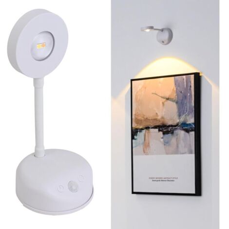 Kabellose Wandleuchte, wiederaufladbare LED-Bilderleuchte, batteriebetriebene Wandleuchte, Lampe mit Bewegungssensor, 3 Dimmstufen, für Bilder, Schaufenster, Darts, Fotos, Porträts
