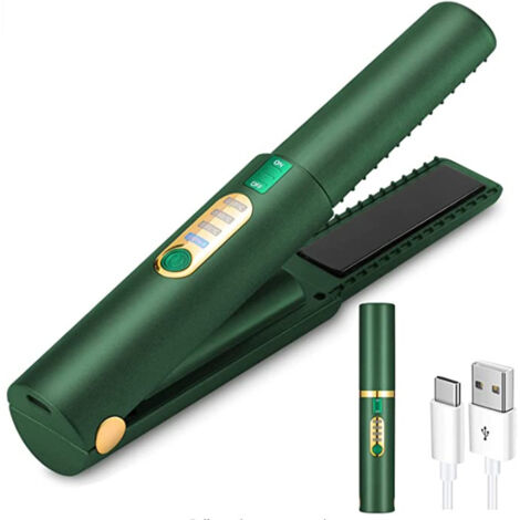 Kabelloser 2-in-1-Haarglätter mit Lockenstab, kompakt für unterwegs, schnelles Aufheizen für glattes und seidiges Haar für unterwegs