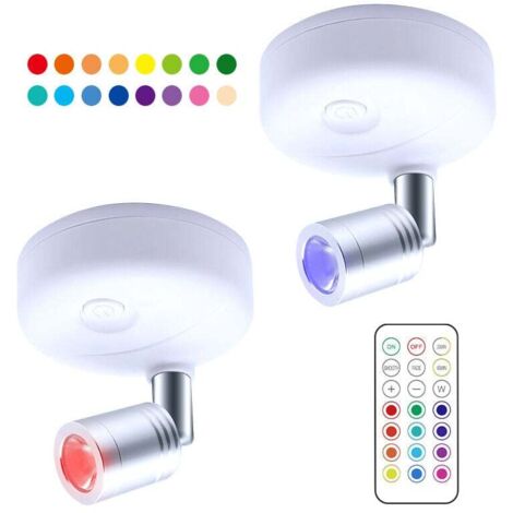 Kabelloser batteriebetriebener LED-Strahler mit Fernbedienung, Dartboard-Beleuchtung, Akzentlampe für rotierende Fotobeleuchtung für Spiegelmalerei, Küchentreppe, 2 Stück