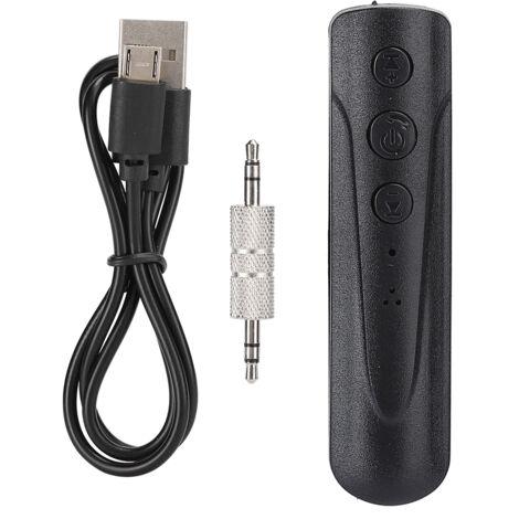 Kabelloser Bluetooth-Autoradioempfänger, AUX-Adapter für Lautsprecher und Kopfhörer, Version 4.1, Schwarz