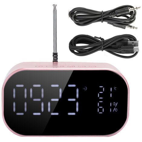 Kabelloser Bluetooth-Lautsprecher mit LCD-Bildschirm, Metallgehäuse, Wecker und kraftvollem Bass für den Nachttisch