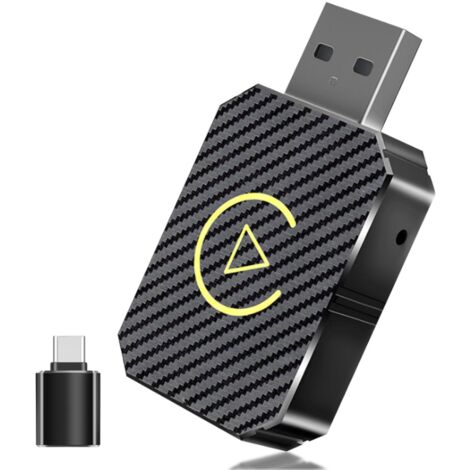 Kabelloser CarPlay-Adapter für Apple iPhone, kabelloser CarPlay-Adapter mit USB- und USB-C/Typ-C-Verlängerungskabel, kompatibel mit Autos ab 2016 und Telefonen mit iOS 10+