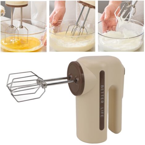 Kabelloser elektrischer Handmixer, khaki, 5 Geschwindigkeitsstufen, leistungsstarker 33-W-Motor, USB-C, Edelstahl 304, 2 Schneebesen, 800-mAh-Lithium-Akku, 26 x 19 cm, für Sahne, Eier, Pasta.