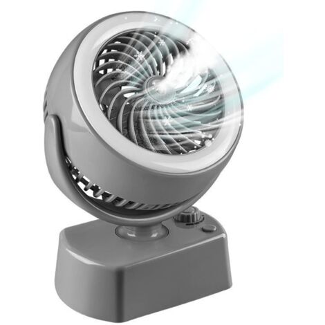 Kabelloser Schreibtischventilator, tragbarer Nebelventilator, wiederaufladbarer Tischventilator, leiser USB-Tischventilator, Mini-Luftbefeuchterventilator, batteriebetrieben, Nachtlicht für Reisen (gr