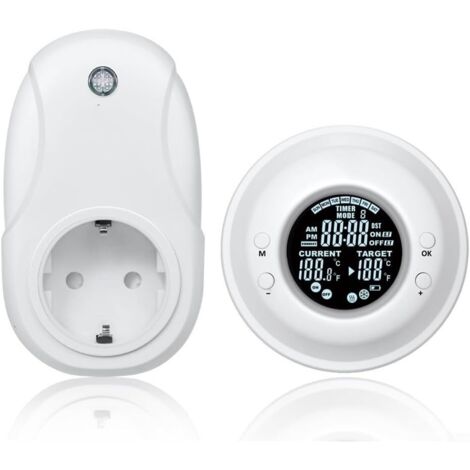 Kabelloser Thermostatstecker mit Fernbedienung für Heizung und Kühlung, LCD-Display, Sommerzeitfunktion, mehrere Timer, individuelle Temperaturregelung, kompatibel mit Geräten