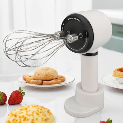Kabelloser, wiederaufladbarer elektrischer Handmixer mit doppeltem Edelstahlkopf für Küche und Gebäck