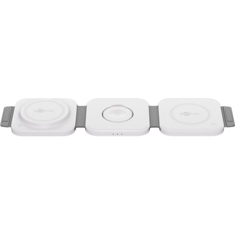 Kabelloses 3in1-Ladegerät, faltbar, 15 W, lädt drahtlos bis zu 3 Geräte gleichzeitig.