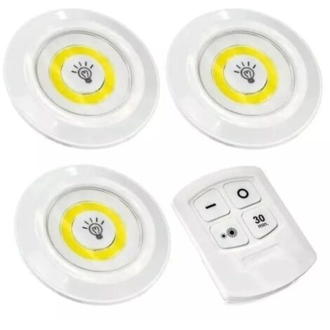 Kabelloses COB-Nachtlicht mit Fernbedienung, 3 ABS-Mini-LED-Einheiten für Küche, Treppenhaus, Badezimmer, Büro – berührungsempfindlich, 5 m Reichweite