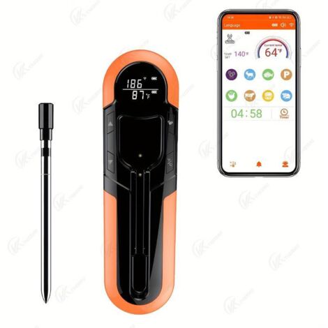 Kabelloses Fleischthermometer, smarte Fernbedienungs-App, digitales Bluetooth-Lebensmittelthermometer mit wasserdichter Sonde