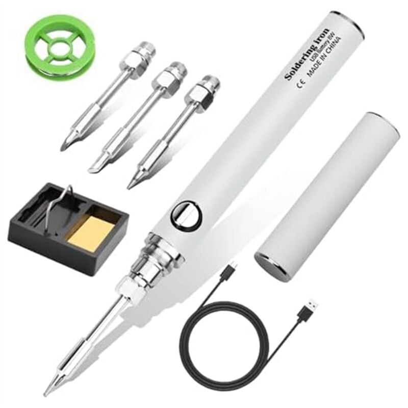 Image of Kabelloses Lötkolben-Set, per usb wiederaufladbarer Lötkolben, 3 Temperatureinstellungen - Weiß