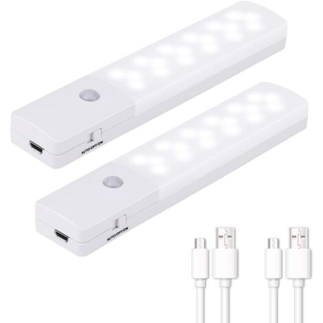 AIPERQ Kabelloses Nachtlicht mit Bewegungssensor, 18 LEDs, wiederaufladbares, batteriebetriebenes Nachtlicht schaltet sich automatisch ein für Schrank, Wandschrank, Garage, Flur (2er-Pack)