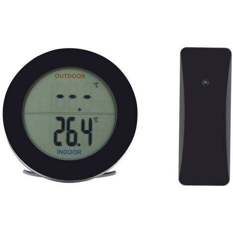Kabelloses Thermometer mit LCD-Bildschirm für den Innen- und Außenbereich, schwarzer Temperatursensor