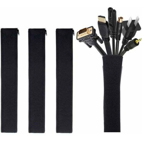 Kabelmanagement, Kabelmanagement 【4 x 50 cm Packung】, Kabelhüllen verstecken, flexibler Organizer für Elektrokabel, TV/Computer/USB/Audio/Video/Box Office/Home-Schwarz