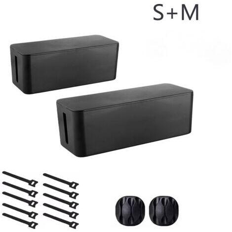 Kabelmanagementbox, 2er-Pack, Kabelhalter, kinder- und haustiersicher, schwarz