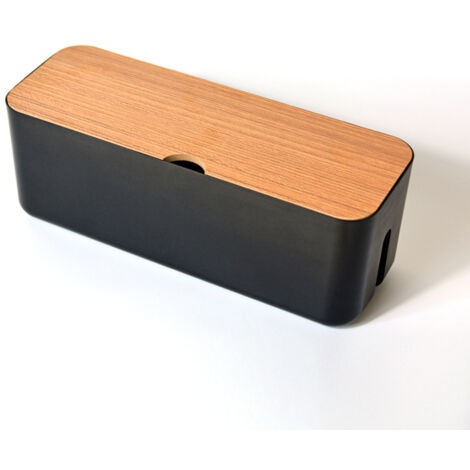 Kabelmanagementbox – ABS + Holz – 29,5 x 11 x 11,4 cm – Ergonomisches Design mit Wärmeableitung – 1 Stück