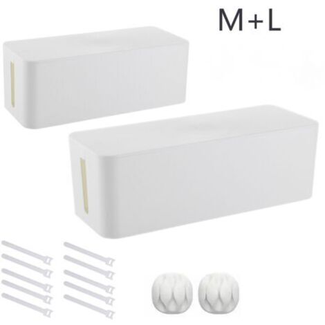 Kabelmanagementbox, Kabelabdeckung, 2er-Pack, Kabelhalter, kinder- und haustiersicher, weiß