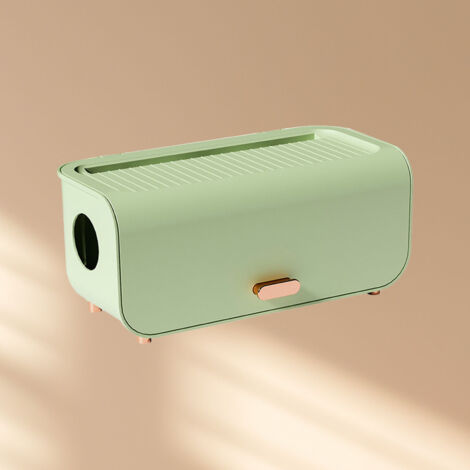 [Kabelmanagementbox] [Modisch] [Leicht, einfach zu montieren und aus sicherem Kunststoff] Aufbewahrungsbox für Kabel, Verlängerungskabel, Ladegeräte und Adapter mit Schutzvorrichtungen – Hellgrün (531