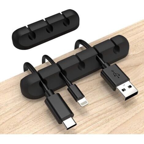 Kabelorganizer, Kabelclip, Kabelhalter für Auto, Zuhause und Büro (5 und 3 Steckplätze) Schwarz