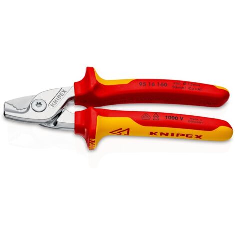 Kabelschere L.160mm Kopf verchr.VDE Mehrkomp.-Hüllen Form 1 KNIPEX