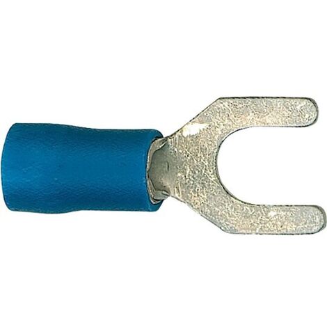 Kabelschuh in Gabelform isoliert, 100 Stück, blau - 2,5 mm², 6,4 mm