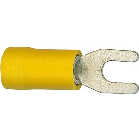 Kabelschuh in Gabelform isoliert, 100 Stück, gelb - 4,0 mm²-6,0 mm², 6,4 mm