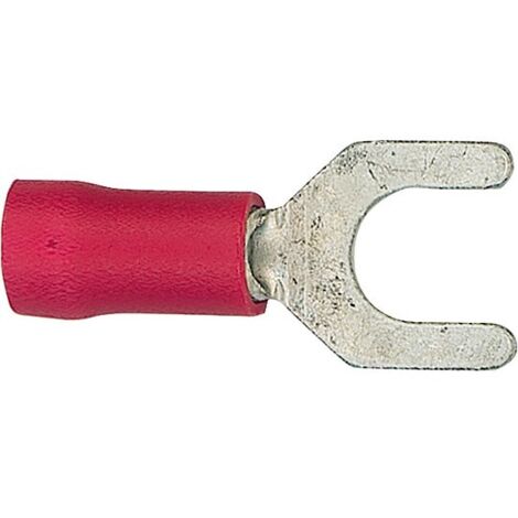 Kabelschuh in Gabelform isoliert, 100 Stück, rot - bis 1,5 mm², 6,4 mm