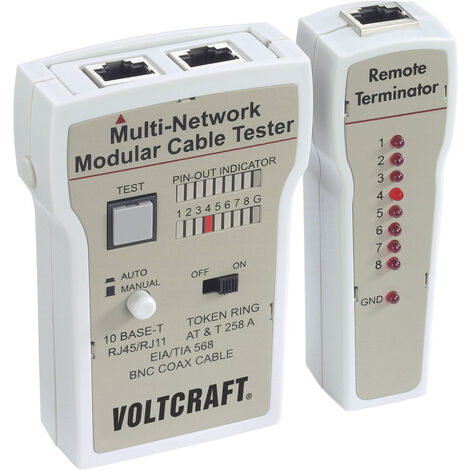 Kabeltester CT-2 VOLTCRAFT CT-2   Geeignet für RJ-45, BNC, RJ-11