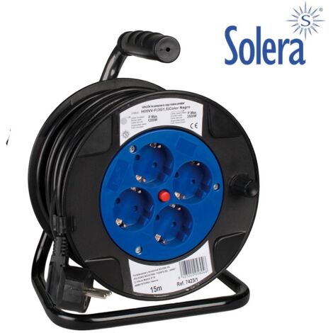 Kabeltrommel 15 m 3 x 1,5 mm mit 4 bipolaren Ausgängen mit T/TL Solera 7423/2