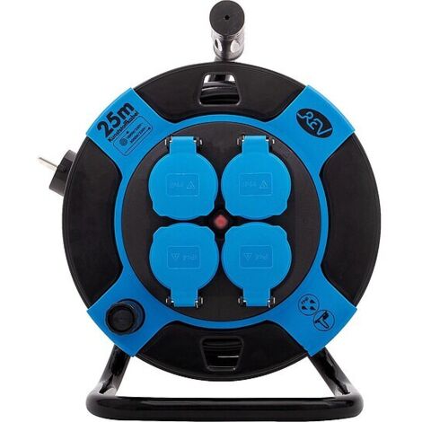 Kabeltrommel Kunststoff, H05VV-F3G, schwarz-blau IP44 - 25m