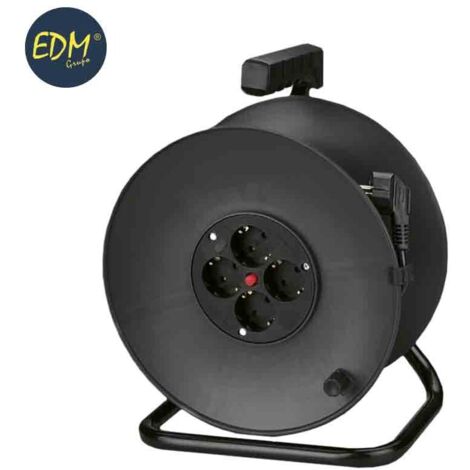 Kabeltrommel mit Wärmeschutz 3 x 1,5 mm, 25 m, 4 EDM-Buchsen