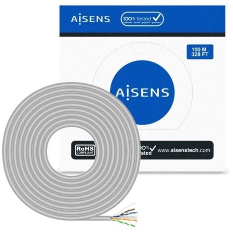Kabeltrommel rj45 utp awg23 cca (Legierung) aisens a135-0660 cat.6/ 100m/ grau