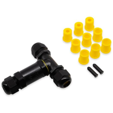 Kabelverbinder Verbindungsbox IP68 T-Form 3-Polig für Ø4-14mm Kabel 24A 450V