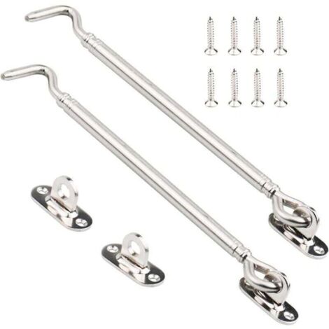 Kabinenhaken aus Edelstahl, XU, Schwerlast-Torriegel, Schwingtürriegel, geräuschlose Fensterhalterung mit Schrauben, 205 mm, 2er-Pack – KZQ