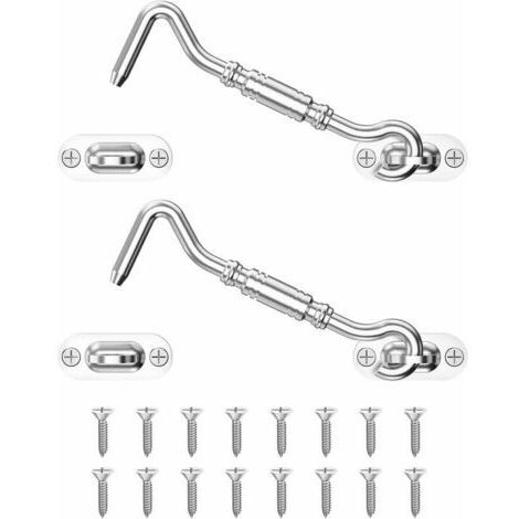 Kabinenhaken, Schiebetürriegel für Scheunentore, 4 Stück Edelstahl-Haken und Öse für Privattüren, dicker Türriegel, Fensterriegel und -schnapper (2, Silber)
