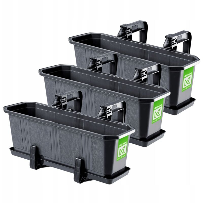 Kadax - 3x Coffre Balcon 40cm Poignées Graphite